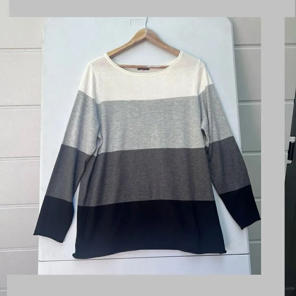 Vince Camuto Colorblock Sweater Antique, White, /Gray /Black